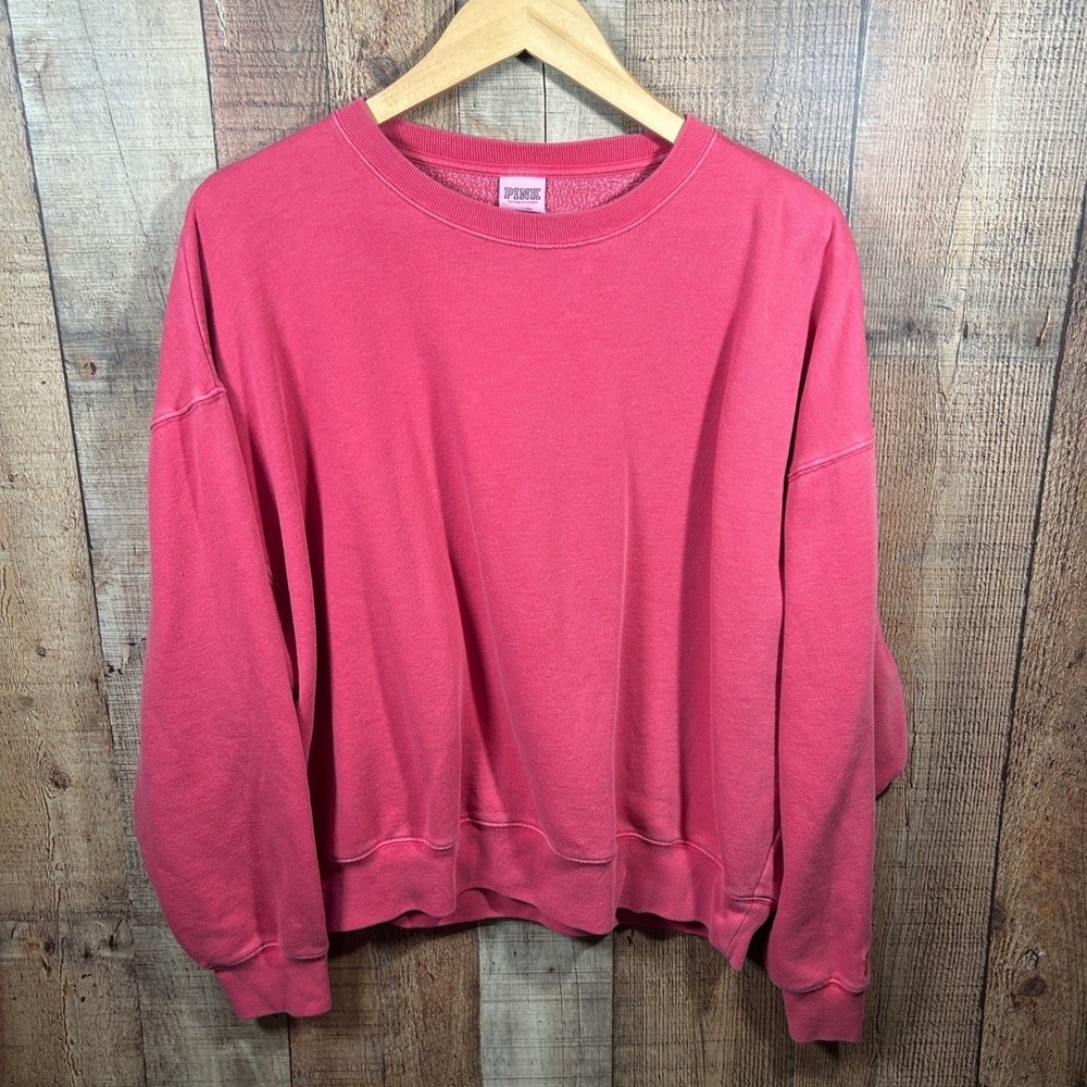 PINK Victoria's Secret Oversized Fleece Crewneck Sweatshirt Medium Berry Pink